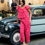 Women's Pink Checkered Flowy Pants