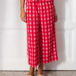 Women's Pink Checkered Flowy Pants