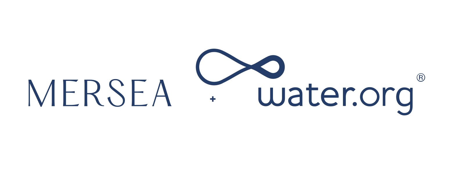 Logos of Mersea and water.org on a white background
