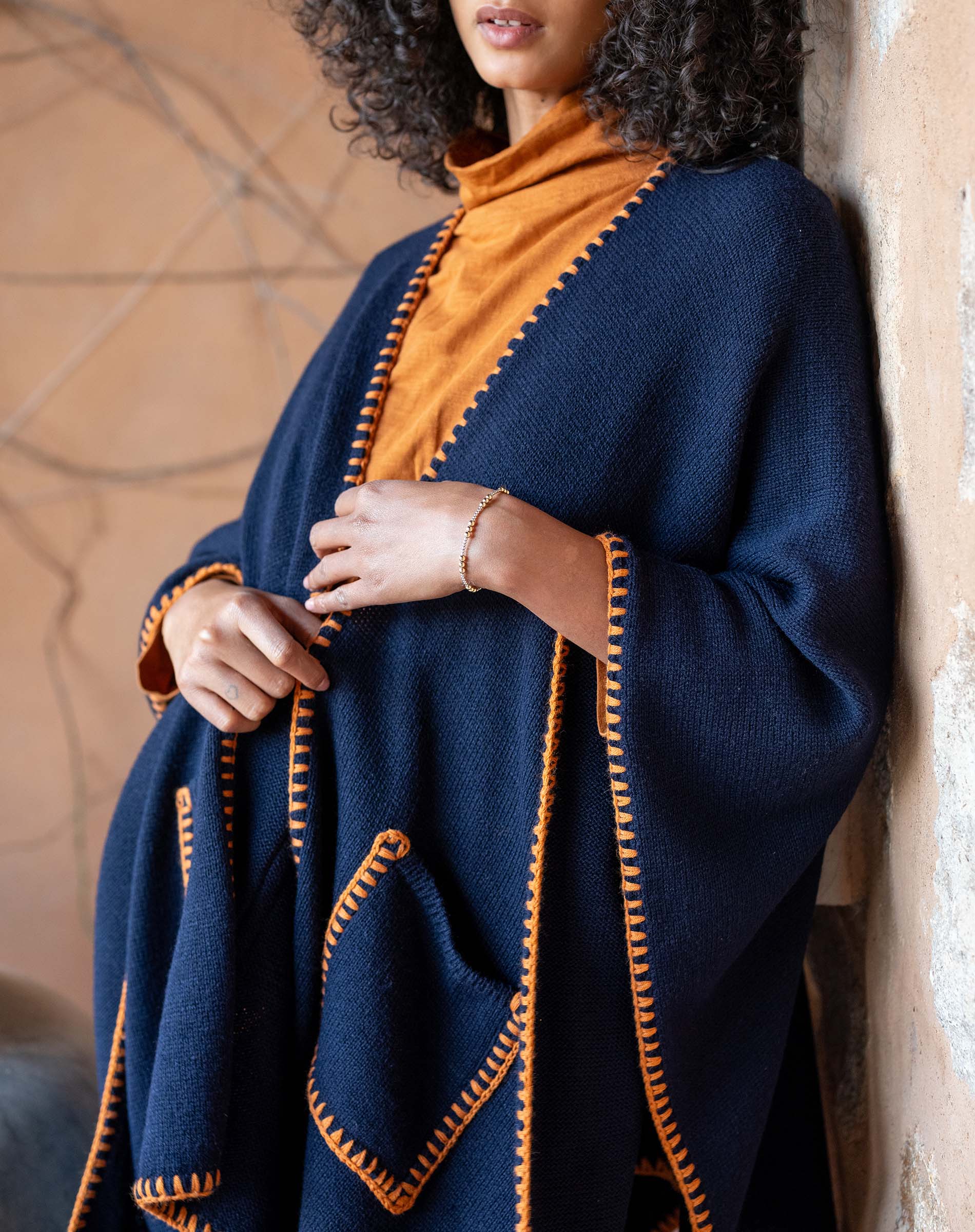 Women's Navy Fall Travel Wrap