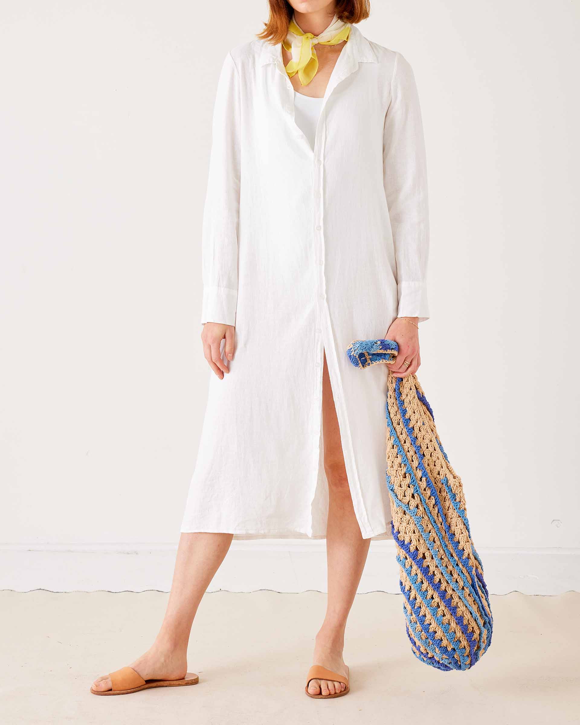 white linen beach shirt dress Line in the Sand