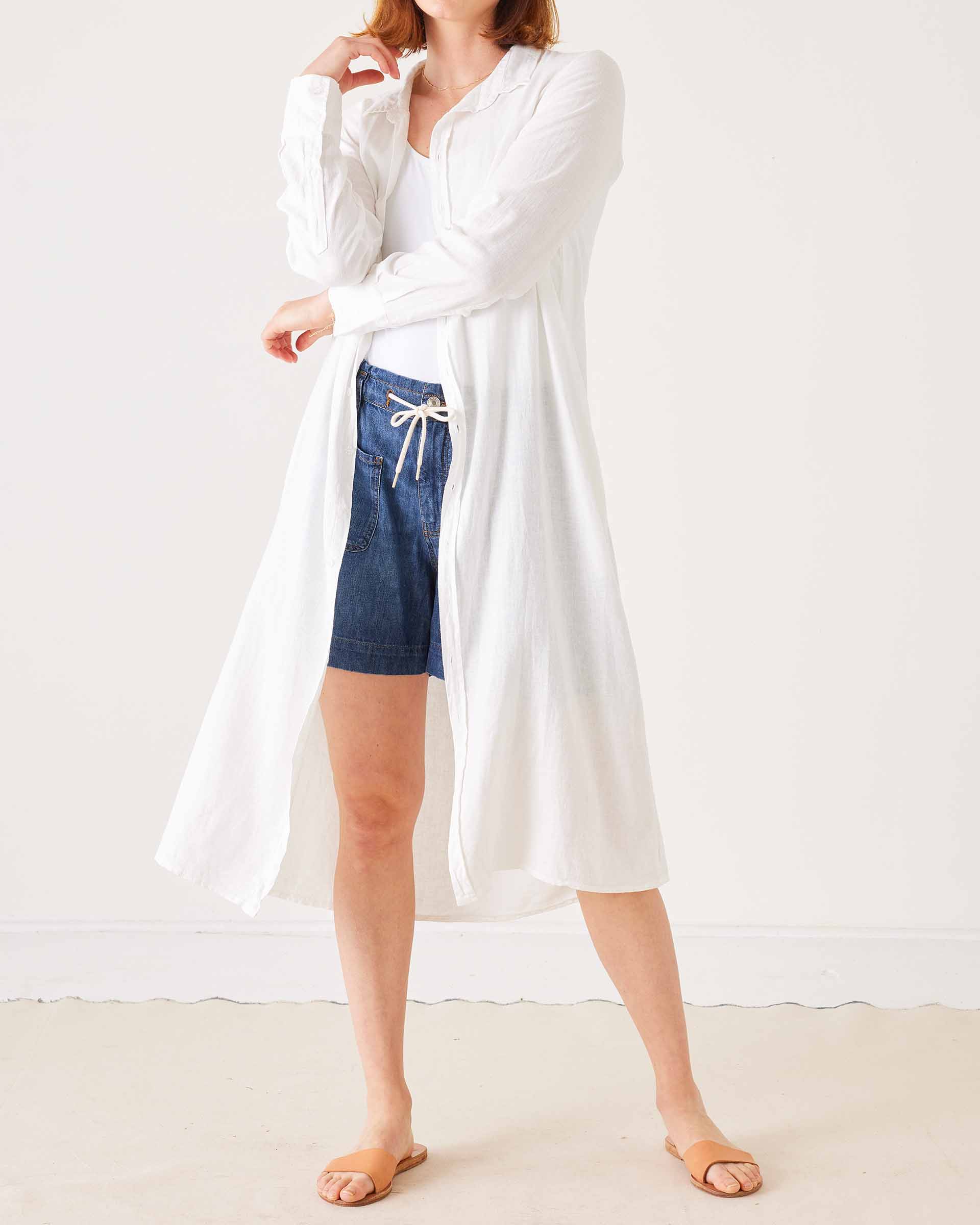 long shirt dress cover up Women's Gauze Cover Up Shirtdress