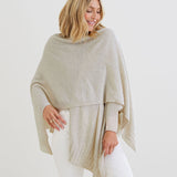 Women's Beige Cashmere Super Soft Drapy Travel Wrap Wide Rib Detailed Hemline Shoulder Wrap