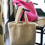 Women's Faux Fur Tote Bag with Pockets