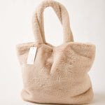 Women's Faux Fur Tote Bag with Pockets