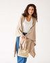 Women's Beige Tan Heathered Cashmere Lightweight Travel Wrap Draped Front View