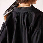 Women's Black V-neck Blouse Rear View Neckline Detailing