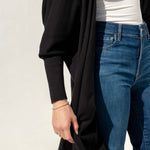 Women's Black Cashmere Chelsea Travel Kimono Details