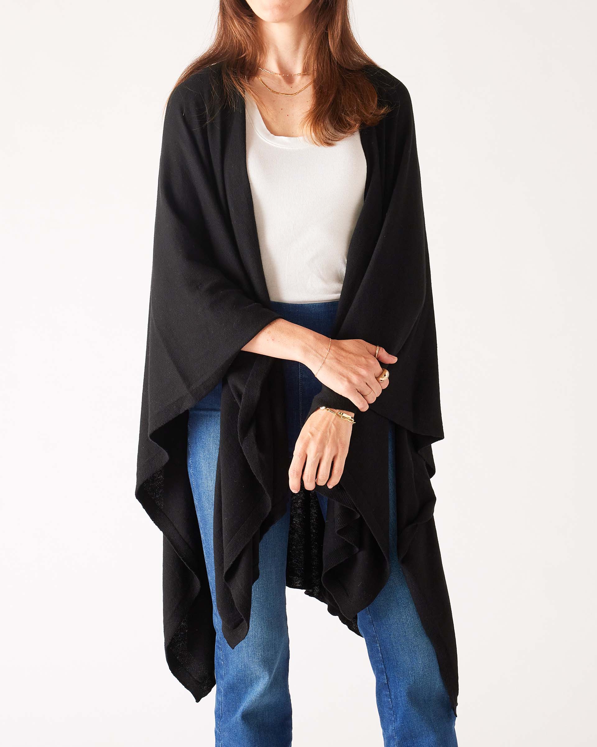 Women's Black Cashmere Lightweight Travel Wrap