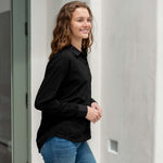 Women's Black Cotton Button Down