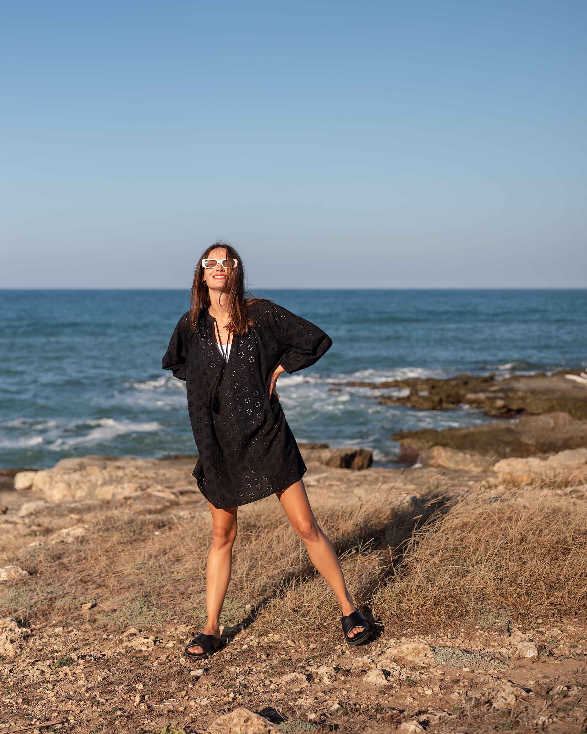 Mersea Women's Daisy Eyelet Cover Up Dress in Navy Mersea Women's Daisy Eyelet Cover Up Dress in Navy