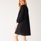 Women's Lightweight Black Eyelet Coverup Dress Side View