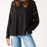 Women's Black Lightweight Sweater One Size Chest View Detail