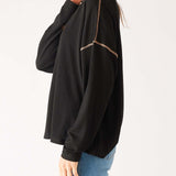 Women's Black Lightweight Sweater One Size Side View Detail