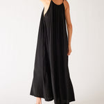 Women's Black Loose Fit Pullover Maxi Dress Rear View