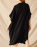 Women's Black Mallorca Kaftan Dress and Coverup With Button-up Front Sleeveless Drop Shoulder and Removable Self Belt Rear View