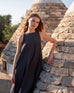 Women's Black Maxi Dress Front View Lifestyle