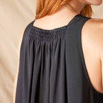 Women's Black Maxi Dress Rear View Neckline Detailing