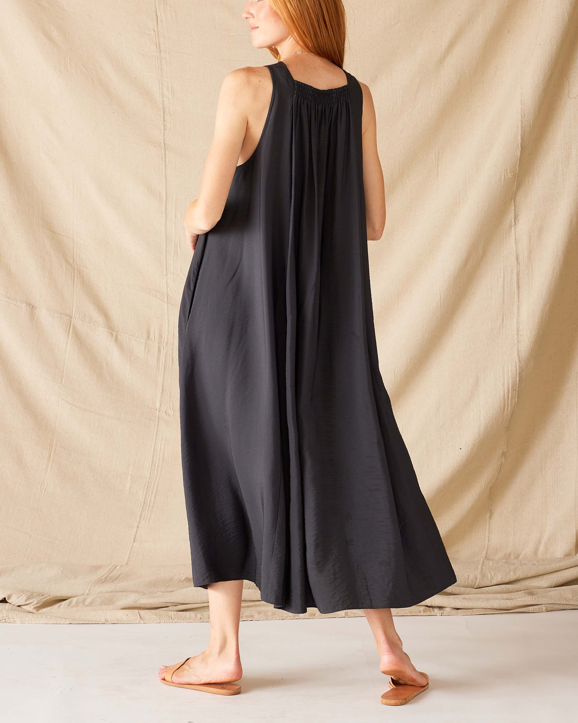 Women's Black Maxi Dress Rear View