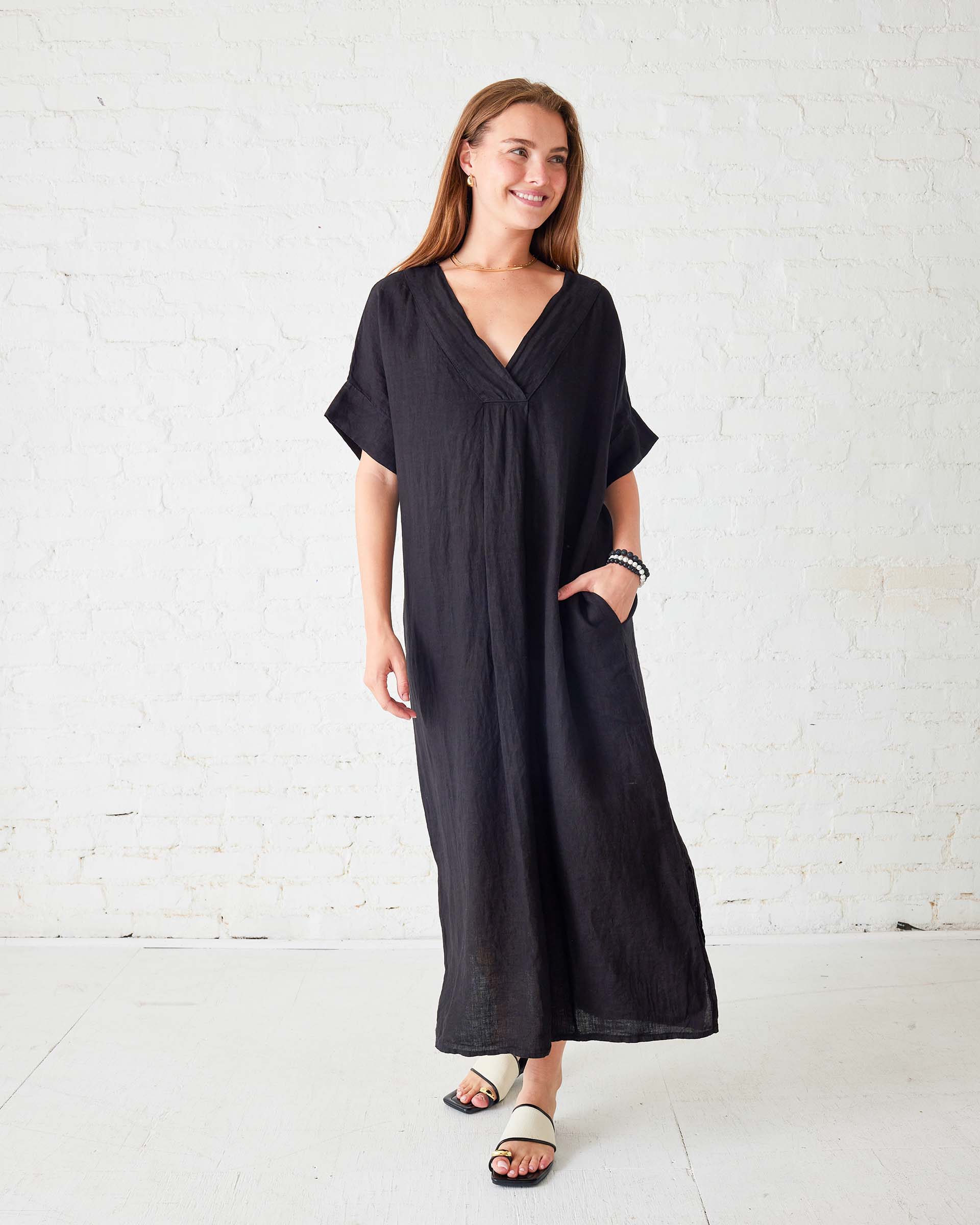 Women's Black Maxi Kaftan Coverup Dress