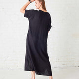 Women's Black Maxi Kaftan Coverup Dress