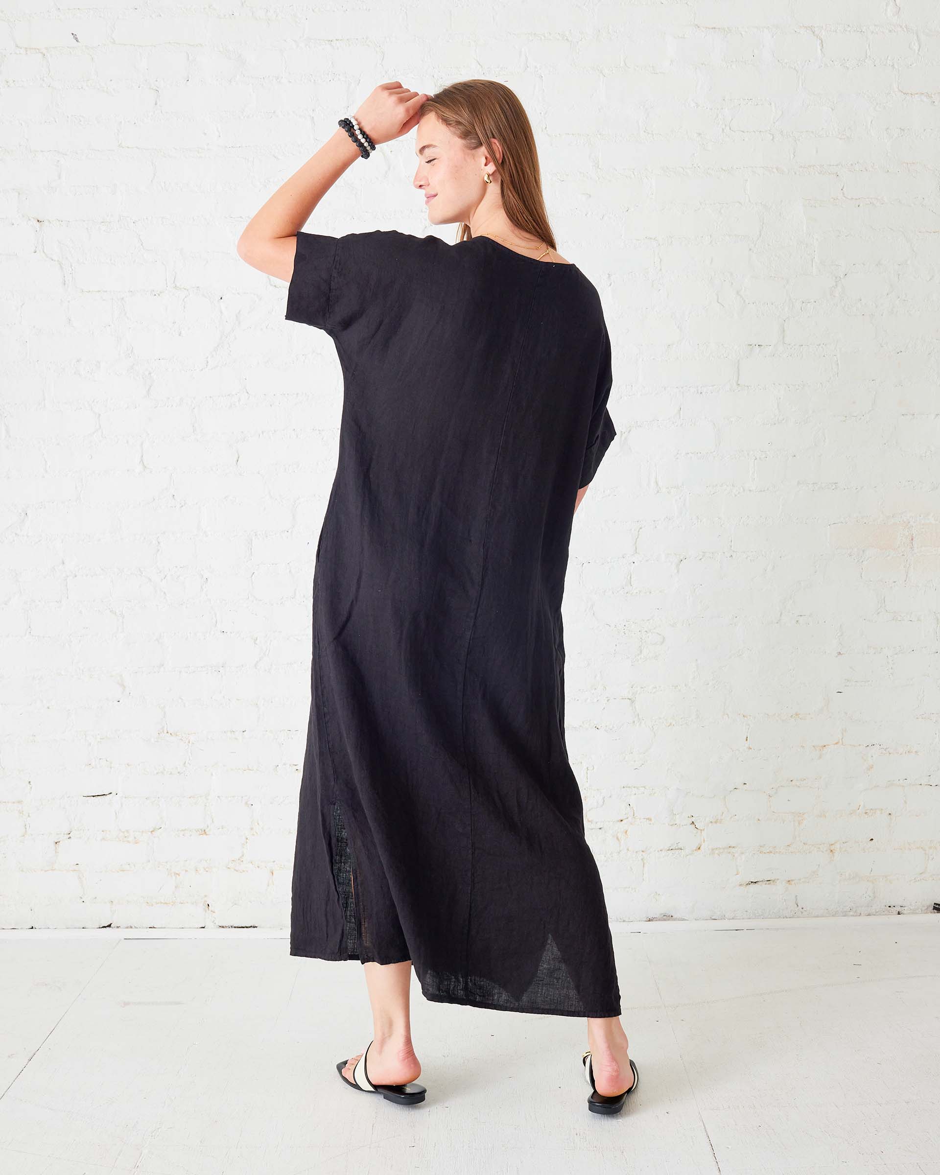 Women's Black Maxi Kaftan Coverup Dress