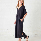 Women's Black Maxi Kaftan Coverup Dress