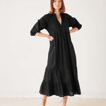 Women's Black Tiered Maxi Resort Dress