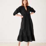 Women's Black Tiered Maxi Resort Dress