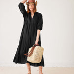 Women's Black Tiered Maxi Resort Dress