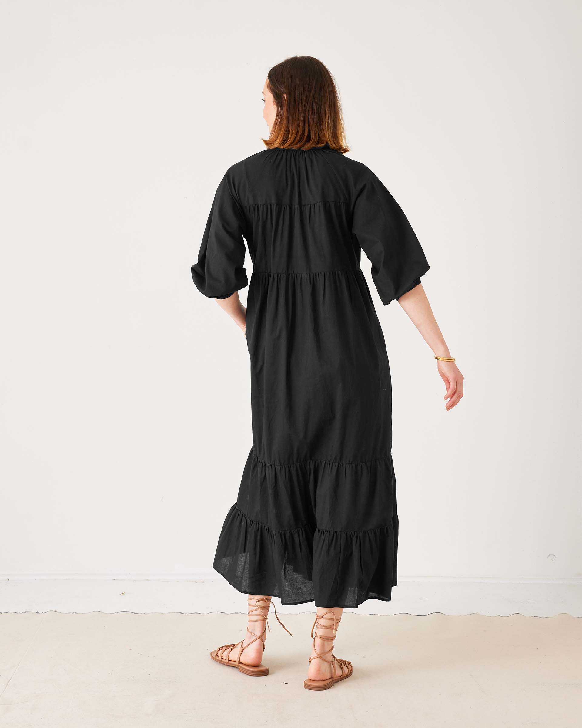 Women's Black Tiered Maxi Resort Dress