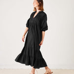 Women's Black Tiered Maxi Resort Dress