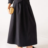 Women's Black Maxi Skirt Set Front View