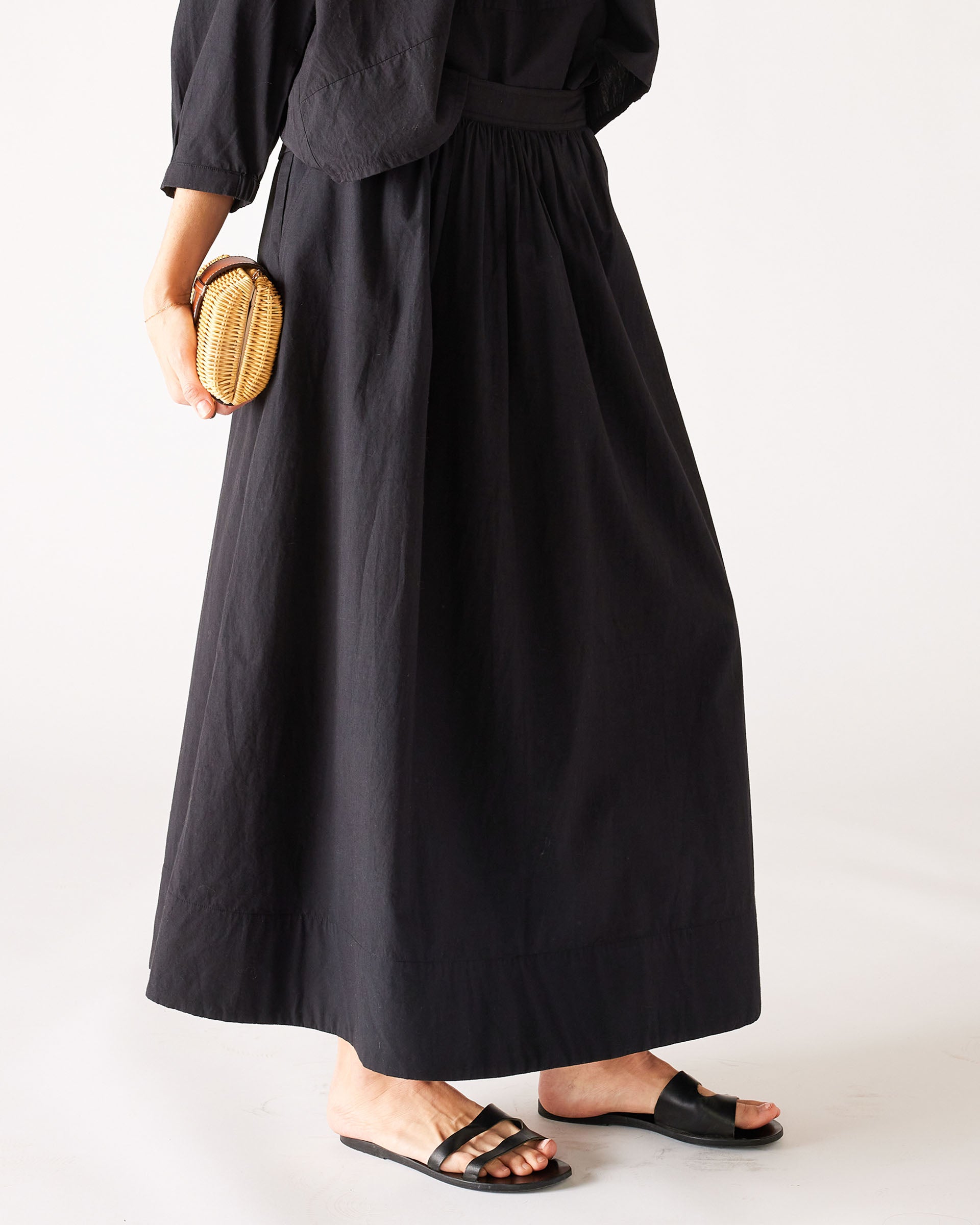 Women's Black Maxi Skirt Set Front View