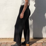 Women's Black Pleated Knit Pant Fall Style