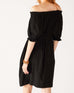 Women's Black Ruffled Shoulder Midi Dress Rear View