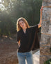Women's One Size Black Short Sleeve Tee with Two Pockets on Chest Front View Travel