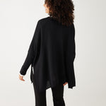 Women's One Size Vneck Knit Sweater in Black Back View