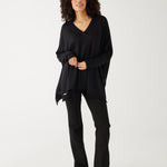 Women's One Size Vneck Knit Sweater in Black Chest View