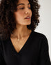 Women's One Size Vneck Knit Sweater in Black Neck View Details