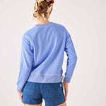 Women's Light Blue Crewneck Sweatshirt with Adjustable Ribbon Ties