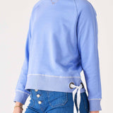 Women's Light Blue Crewneck Sweatshirt with Adjustable Ribbon Ties