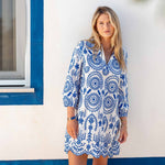 Women's Blue Embroidered Mini Coverup Dress