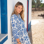 Women's Blue Embroidered Mini Coverup Dress