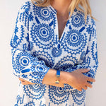 Women's Blue Embroidered Mini Coverup Dress