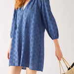 Women's Lightweight Blue Eyelet Coverup Dress Full Body Front View