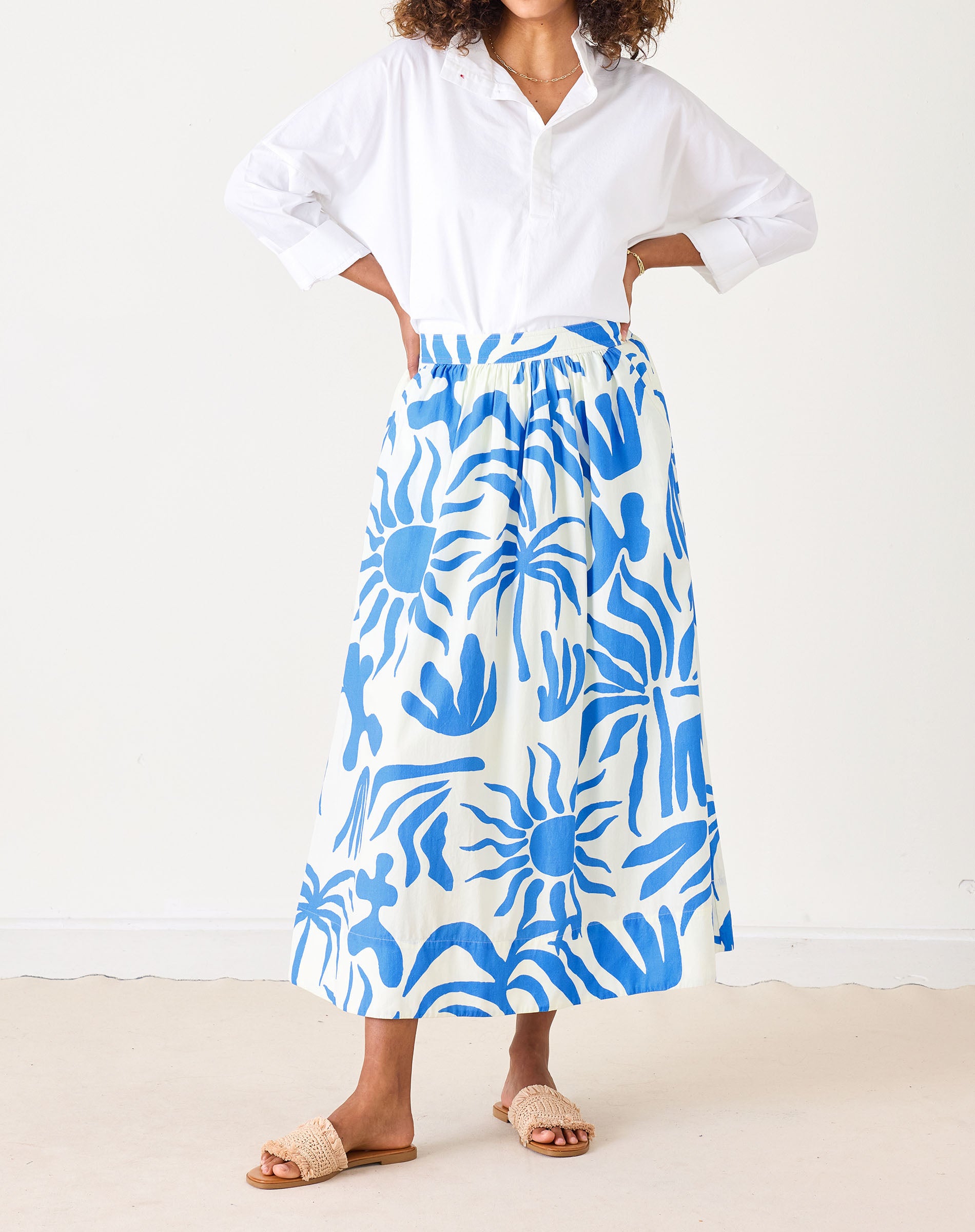 Women's Blue Floral Maxi Skirt