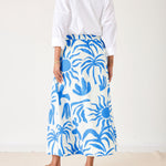 Women's Blue Floral Maxi Skirt