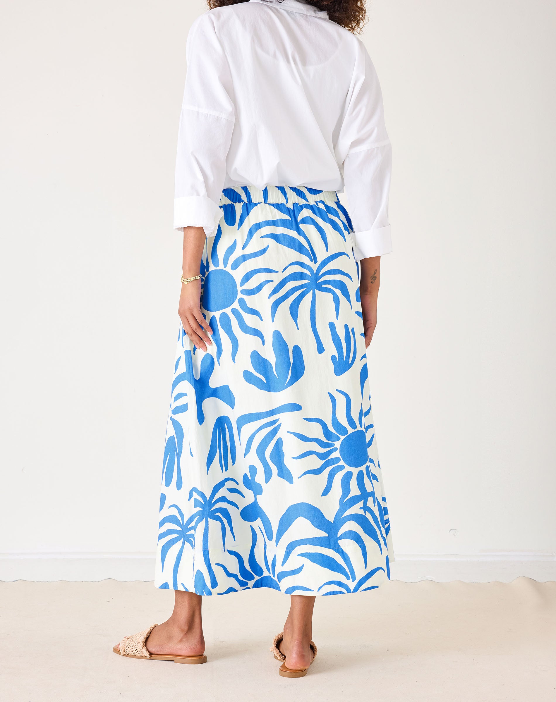 Women's Blue Floral Maxi Skirt