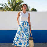 Women's Blue Floral Maxi Skirt